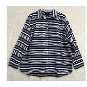 CHAPS Blue Stripe No Iron Shirt 2X Womens Coastal Office